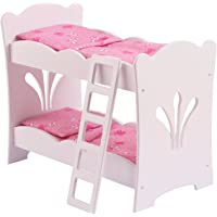KidKraft- Lil Doll Bunk Bed Litera de madera con ropa de cama rosa- accesorio para muebles de dormitorio para muñecas…